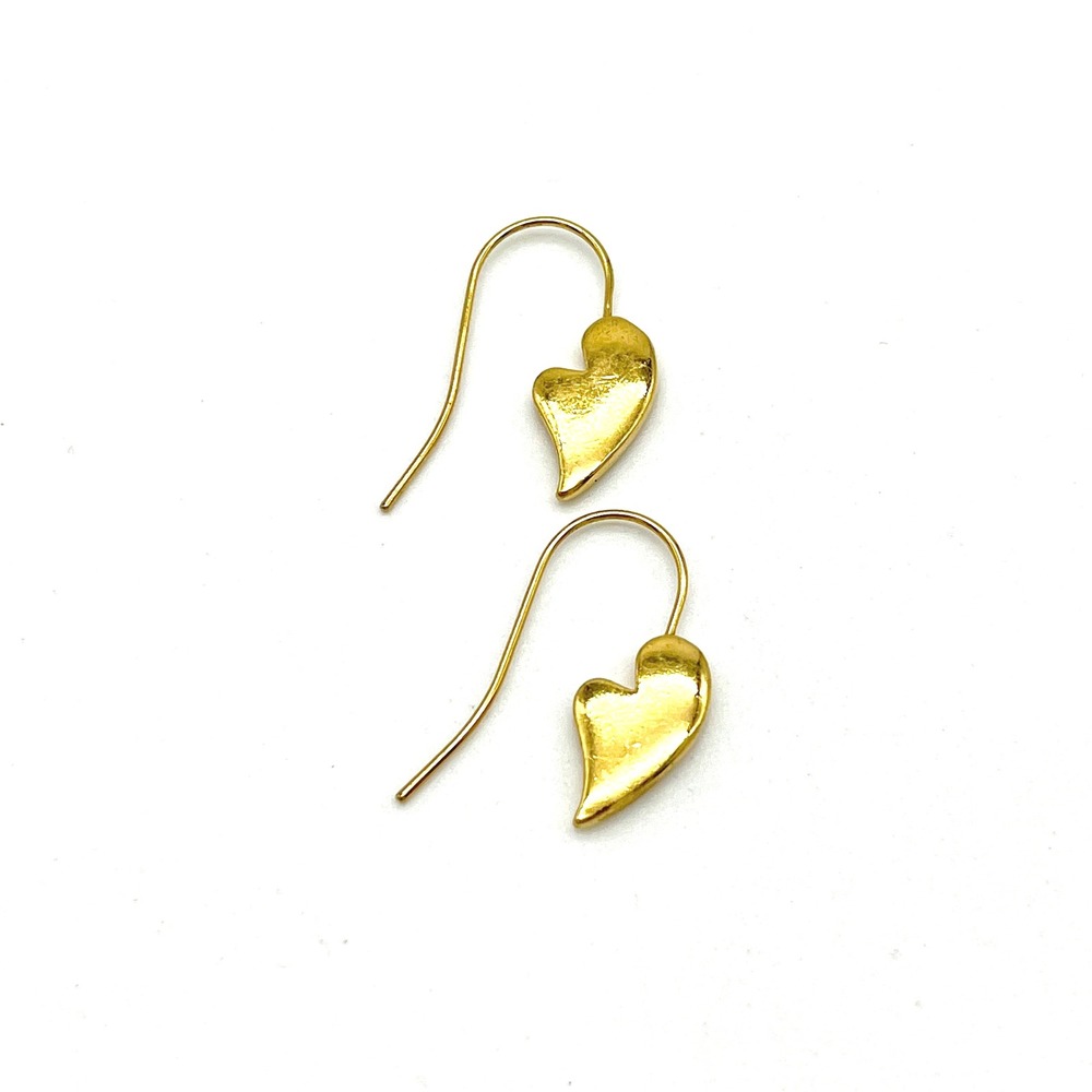 Gold Tone Heart Dangle Earrings Minimalist Lightweight Jewelry Gift for‎ Hero